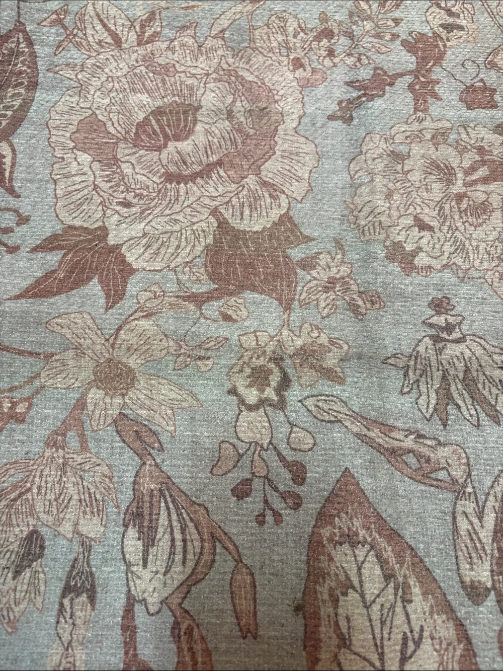 Accent Rug in Light Blue Cream, Tan, Brown- No. slip Backing